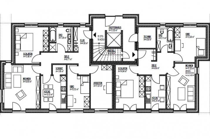 Mehrfamilienhaus - freie Planung  - Architektenhaus - Beispiel Grundrisse