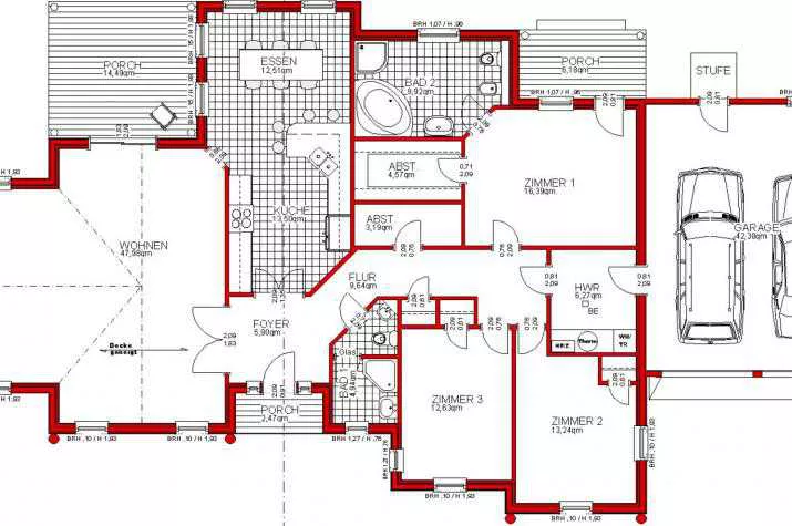 Grundriss Bungalow, 138 m² Wohnfläche