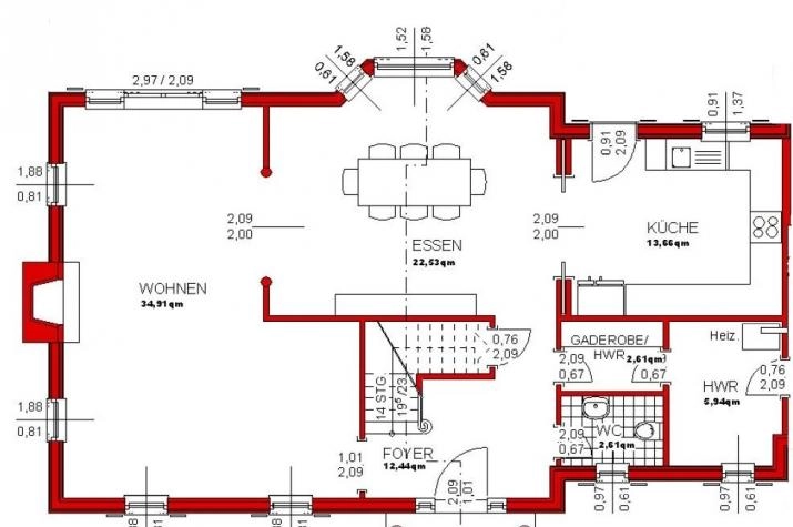 Grundriss Amerikanisches Haus, 187 m² Wohnfläche