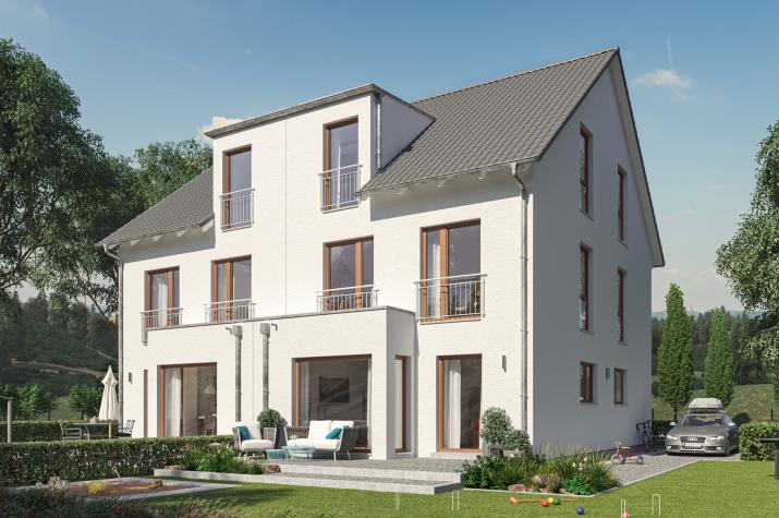 SOLUTION 124 XL V4 - Modernes XL-Doppelhaus, optimiert für kompakte Stadt-Grundstücke