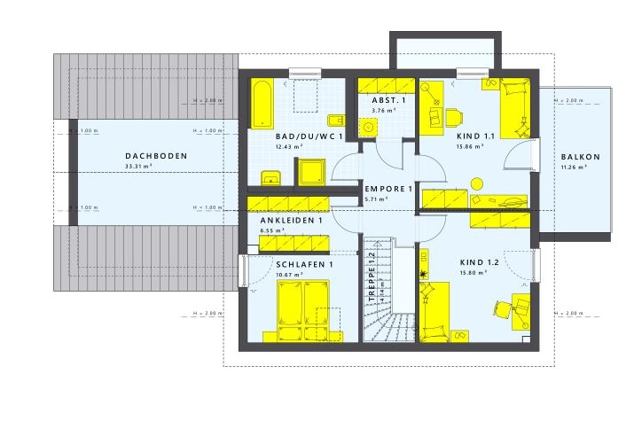 Grundriss SOLUTION 183 V4, Grundriss Dachgeschoss