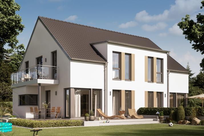 SOLUTION 242 V2 - Modernes Zweifamilienhaus mit Pultdach-Zwerchgiebel