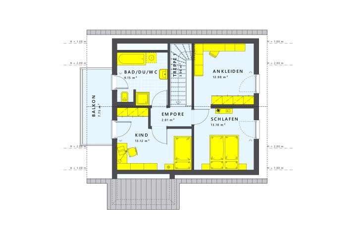Grundriss SUNSHINE 113 V2, Grundriss Dachgeschoss