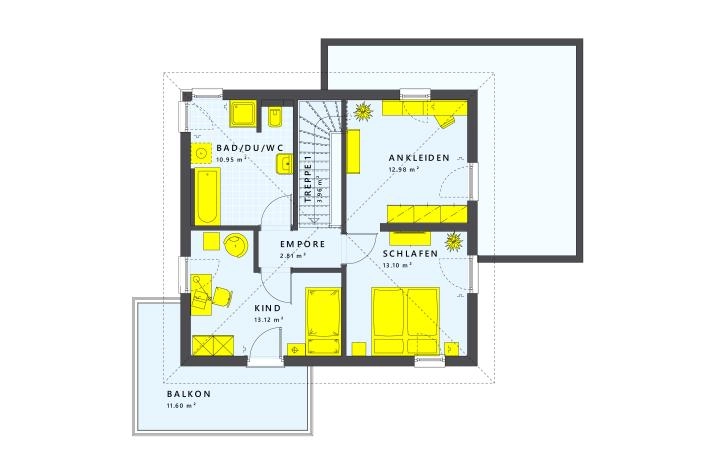 Grundriss SUNSHINE 113 V7, Grundriss Obergeschoss