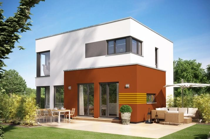 Blockhaus, mit Flachdach, 114 m² Wohnfläche