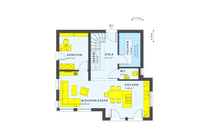 Grundriss Blockhaus mit 4 Zimmern, 114 m² Wohnfläche