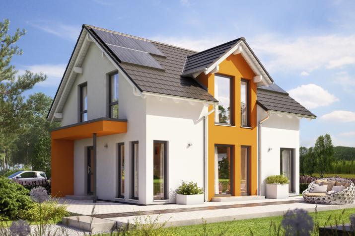 SUNSHINE 125 V3 - Preisgekröntes Traumhaus mit Zwerchgiebel, Photovoltaik und Eingangsüberdachung