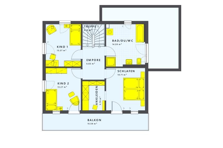 Grundriss SUNSHINE 143 V7, Grundriss Obergeschoss