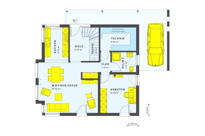 Grundriss Holzhaus mit 5 Zimmern, 153 m² Wohnfläche