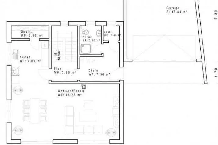 Grundriss Pultdachhaus mit 6 Zimmern, 142 m² Wohnfläche