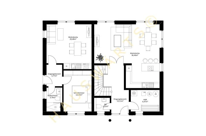 Grundriss Haus mit Einliegerwohnung mit 7 Zimmern, 182 m² Wohnfläche