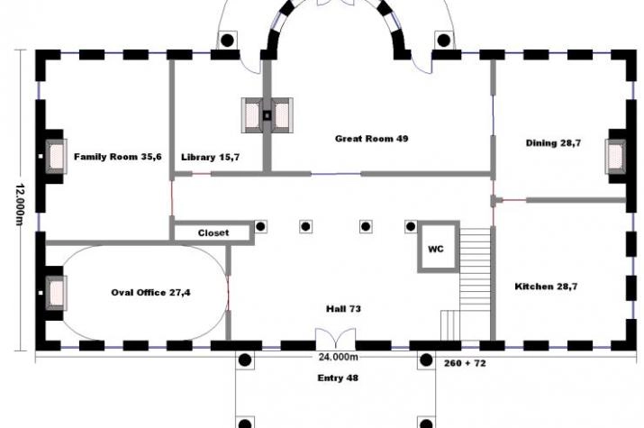 Grundriss Amerikanisches Haus, 518 m² Wohnfläche