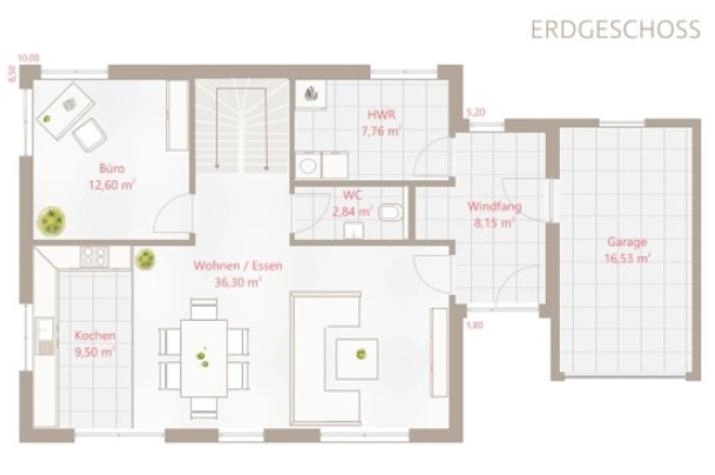 Grundriss Haus mit 5 Zimmern, 161 m² Wohnfläche