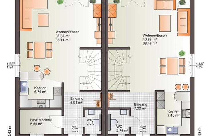 Beispielhafter Grundriss Reihenhaus