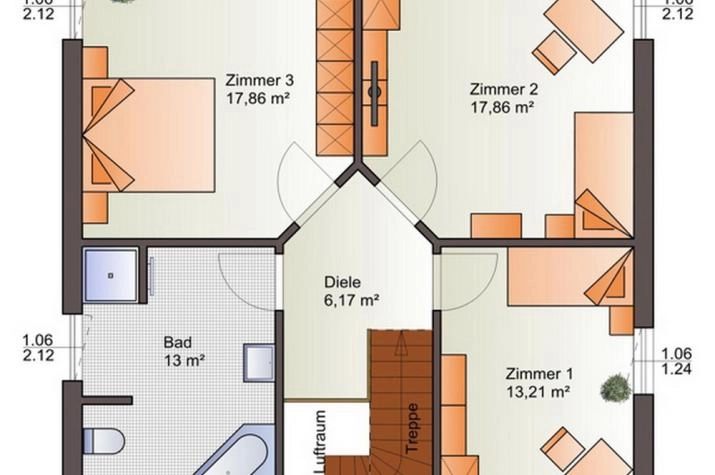 Grundriss Wohnhaus, Grundrissvorschalg OG