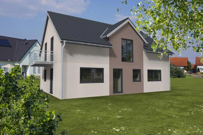 Zweifamilienhaus ca. 2 x 80-90 m², nach jetzt gültiger EnEV, Animation Gartenseite