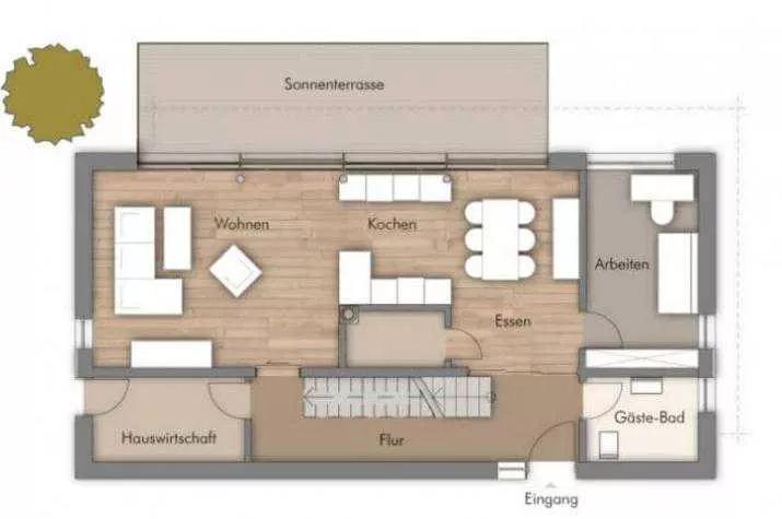 Grundriss für die moderne Familie - FÜNF, Grundrißvorschlag EG