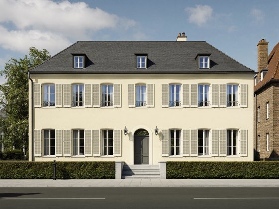Repräsentatives Haus mit Walmdach über zwei Vollgeschosse