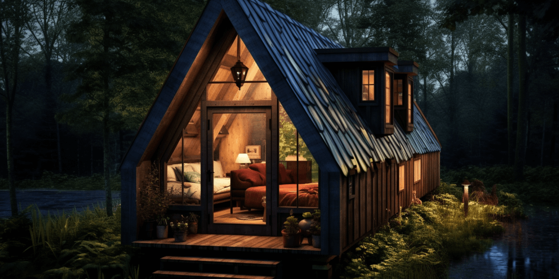 Minihaus im Wald als Wochenendhaus